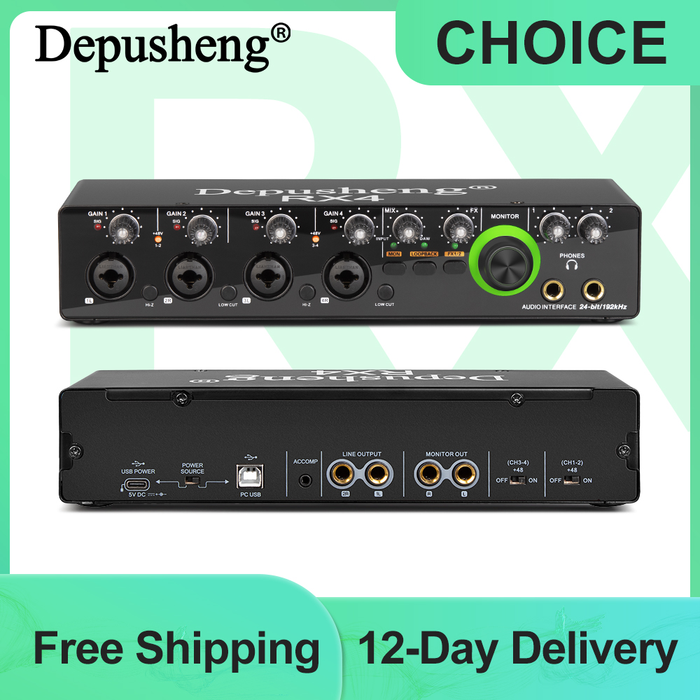 Audio Music Interface - Depusheng Audio Interface RX4 Sound Card