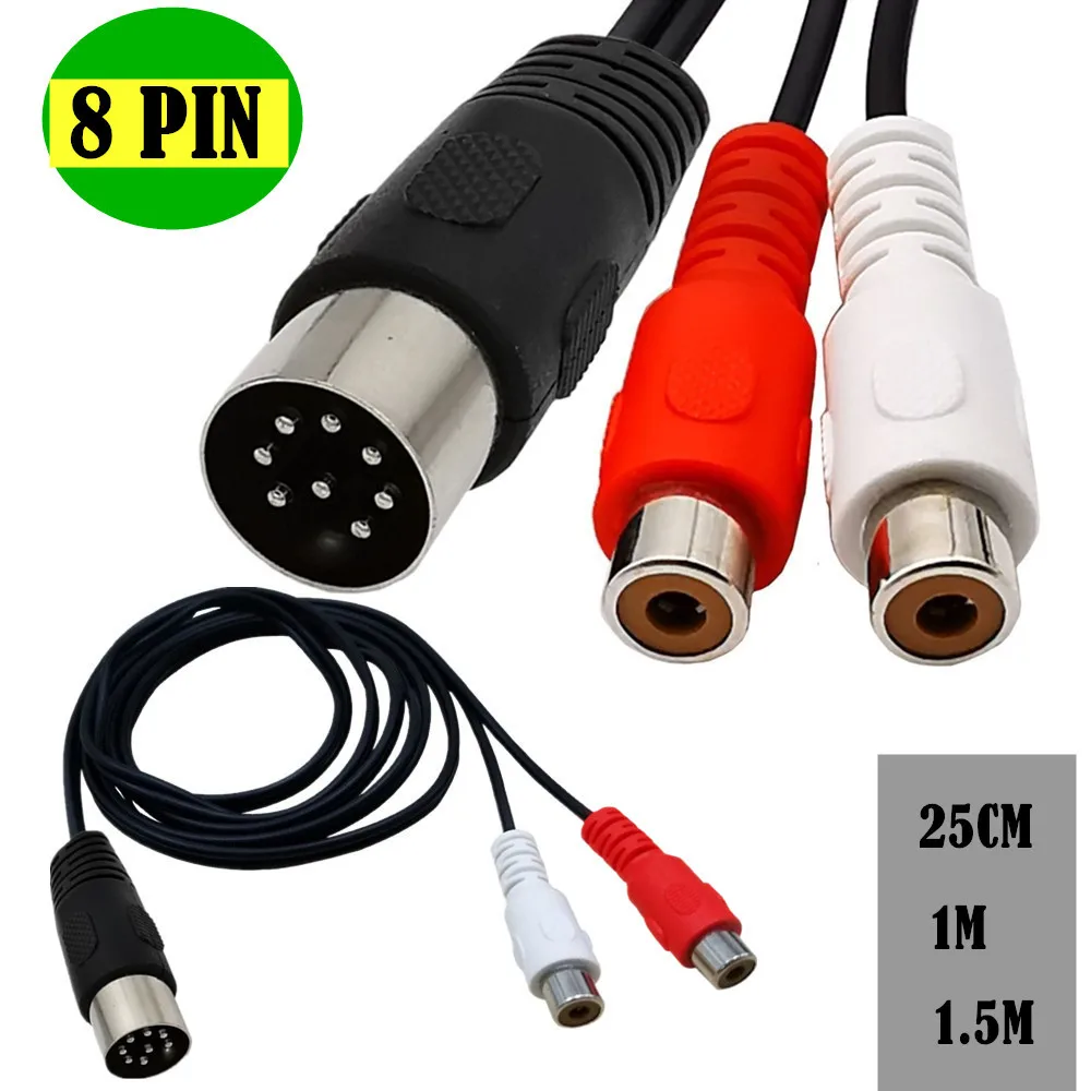 Audio Music Instrumental - Din 8 Pin to 2RCA Cable