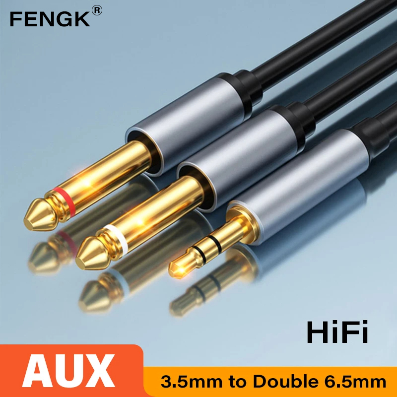 Audio Music Mixer - 3.5mm to Double 6.5mm TRS Cable