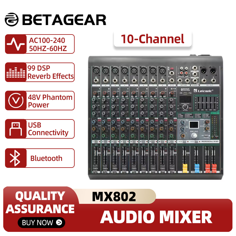 Audio And Music Mixer - Leicozic Mixing Console MX802 10Channel Audio