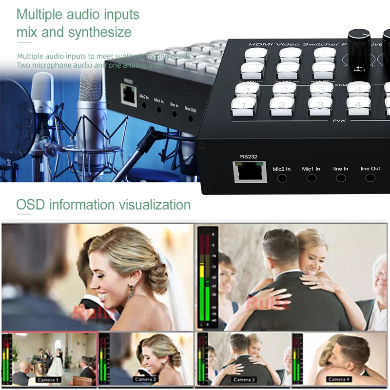 1080P 4 Channel HDMI Video Mix - Audio Mixer 4 Channel ulasan dan harga
