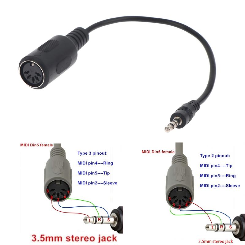 [New] MIDI Din 5 To 3.5mm TRS  - Audio Music Instrumental ulasan dan harga