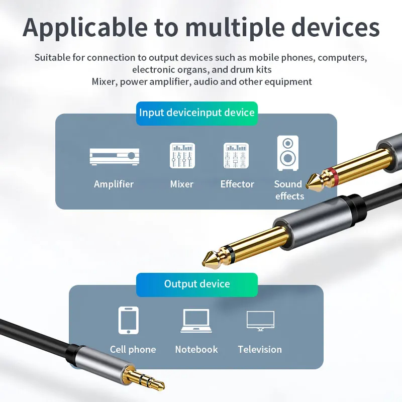 3.5mm to Double 6.5mm TRS Cabl - Audio Music Mixer ulasan dan harga