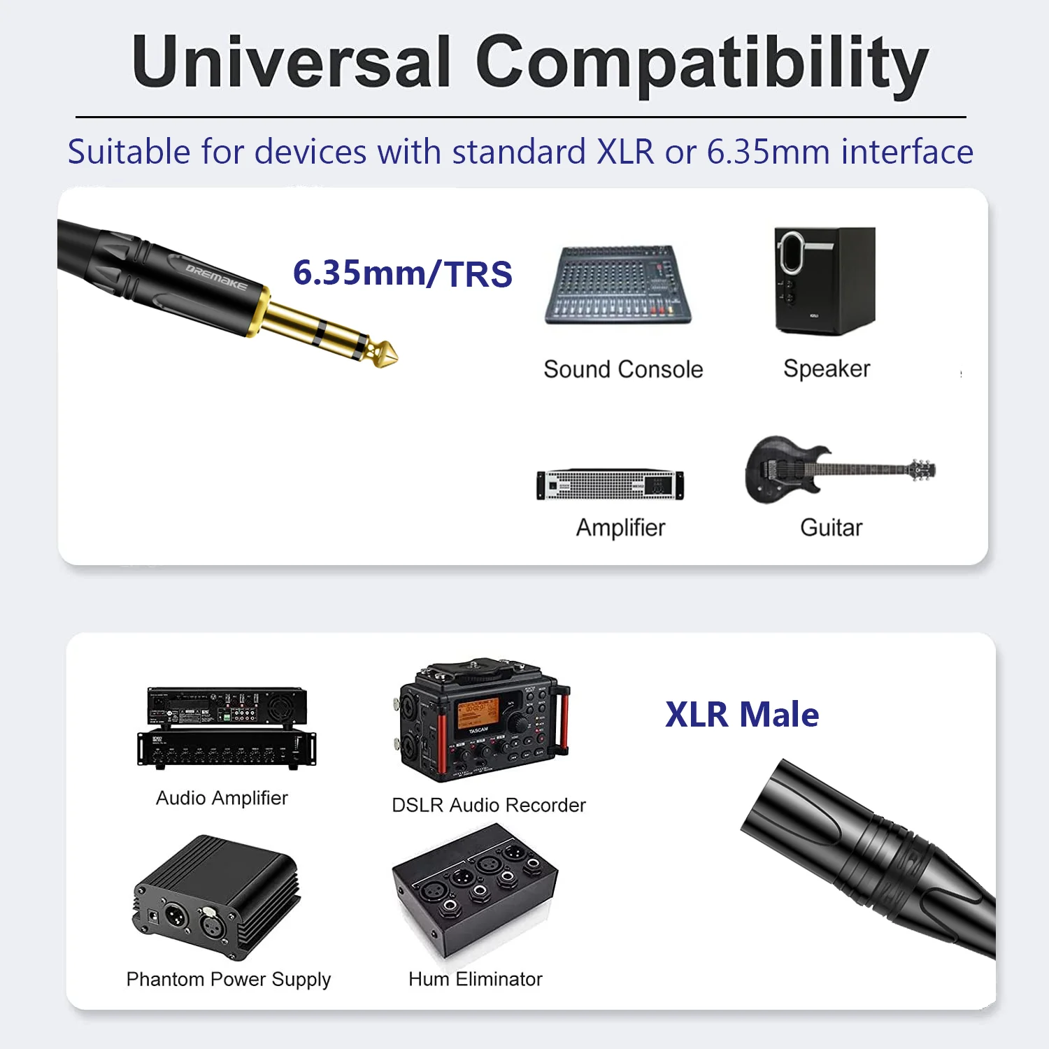 XLR Male To 6.35mm TRS Balance - Audio Music Mixer ulasan dan harga