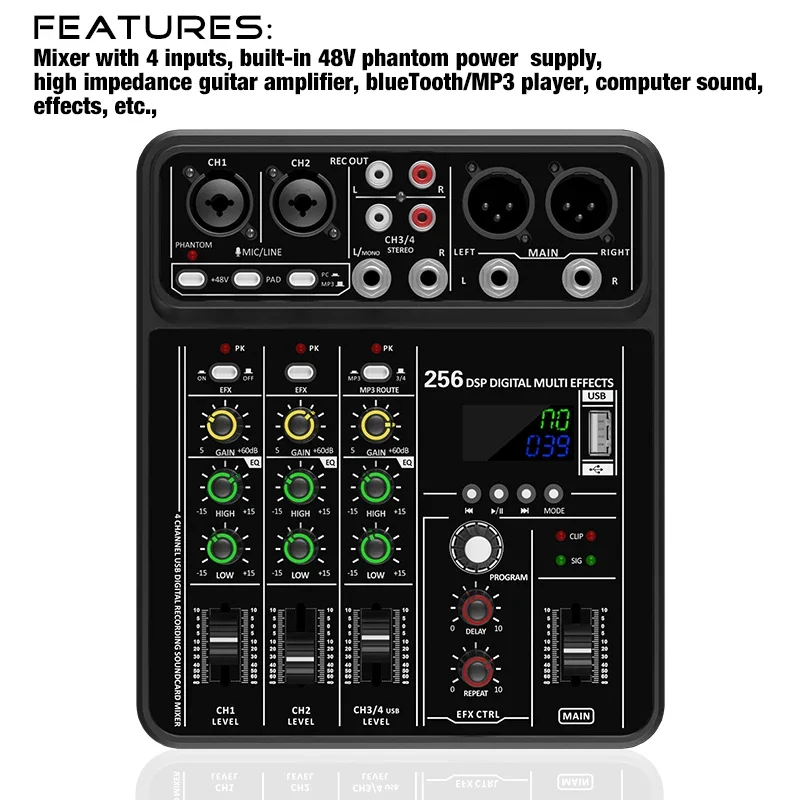 Audio Interface Mixer with Blu - Audio Mixer 4 Channel ulasan dan harga