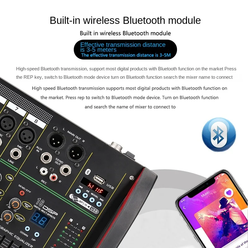 4 / 8-channel mixer DSP reverb - Audio Music Mixer ulasan dan harga