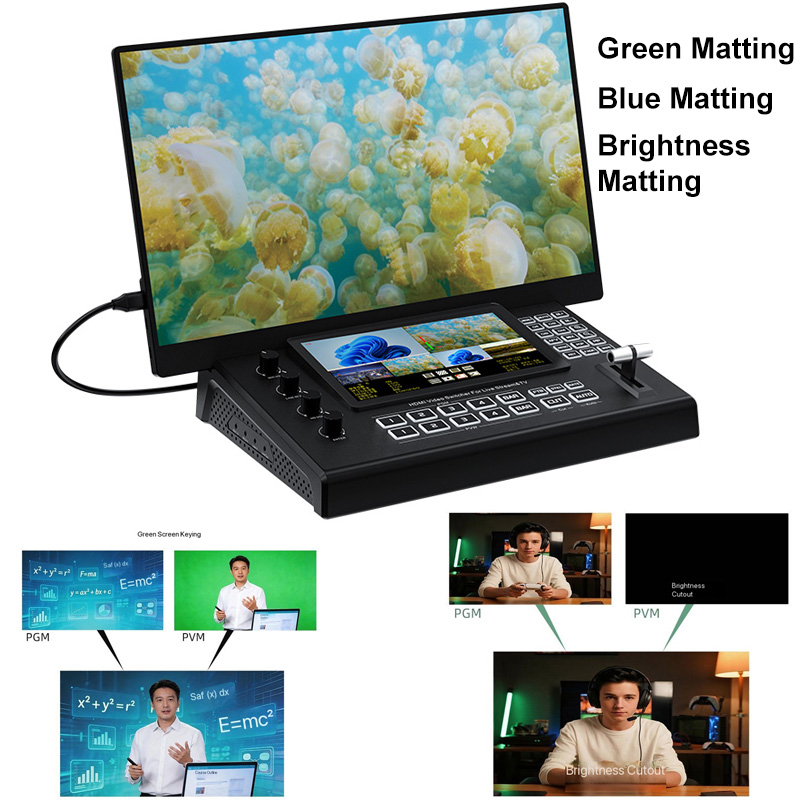 USB3.0 1080P 4 in 2 Out HDMI V - Audio Mixer 4 Channel ulasan dan harga